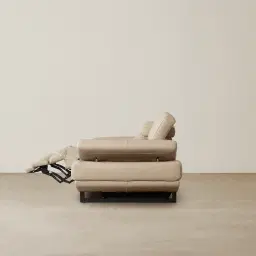 Elena Almond Cream Leather 3-Seater Electric Recliner