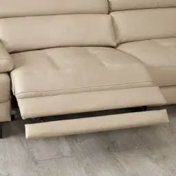 Elena Almond Cream Leather 3-Seater Electric Recliner