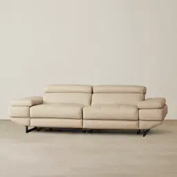 Elena Almond Cream Leather 3-Seater Electric Recliner