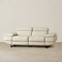 Elena Almond Cream Leather 2-Seater Electric Recliner