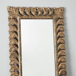 Daphne Black and Gold Carved Wooden Rectangle Mirror
