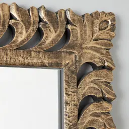 Daphne Black and Gold Carved Wooden Rectangle Mirror