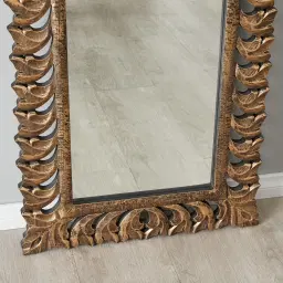 Daphne Black and Gold Carved Wooden Rectangle Mirror