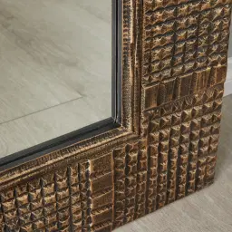 Concentric Black and Gold Carved Wooden Rectangle Mirror