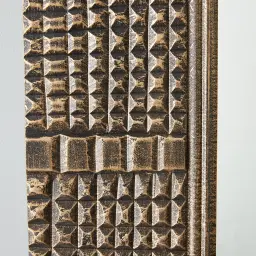 Concentric Black and Gold Carved Wooden Rectangle Mirror