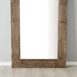 Concentric Black and Gold Carved Wooden Rectangle Mirror