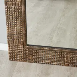 Concentric Black and Gold Carved Wooden Rectangle Mirror