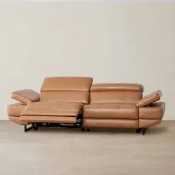 Elena Savannah Brown Leather 3-Seater Electric Recliner