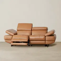 Elena Savannah Brown Leather 2-Seater Electric Recliner