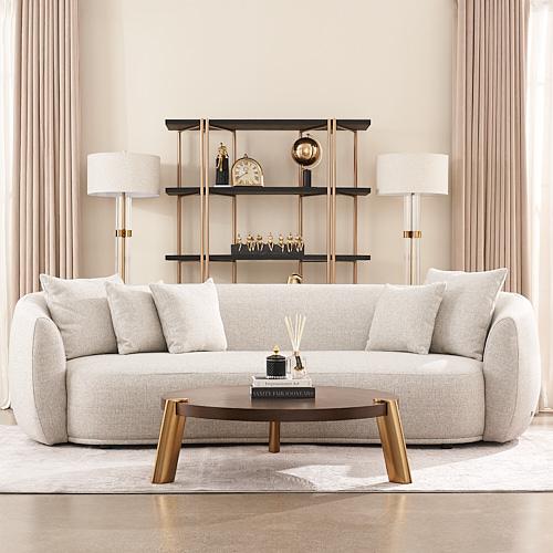 Everett Dove Grey Woven 3-Seater Fabric Sofa