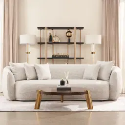 Everett Dove Grey Woven 3-Seater Fabric Sofa