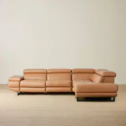 Alessia Savannah Brown Leather Dual Electric Recliner Lounge - Right