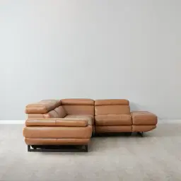 Alessia Savannah Brown Leather Dual Electric Recliner Lounge - Right