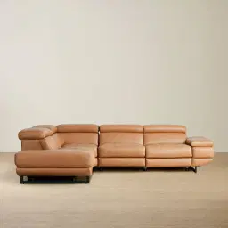 Alessia Savannah Brown Leather Dual Electric Recliner Lounge - Left