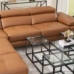 Alessia Savannah Brown Leather Dual Electric Recliner Lounge - Left