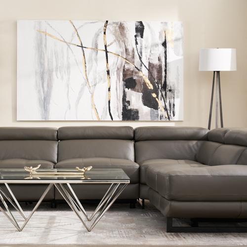 Alessia Warm Stone Grey Leather Dual Electric Recliner Lounge - Right