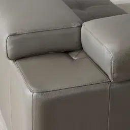 Alessia Warm Stone Grey Leather Dual Electric Recliner Lounge - Right