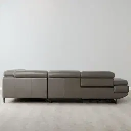 Alessia Warm Stone Grey Leather Dual Electric Recliner Lounge - Right