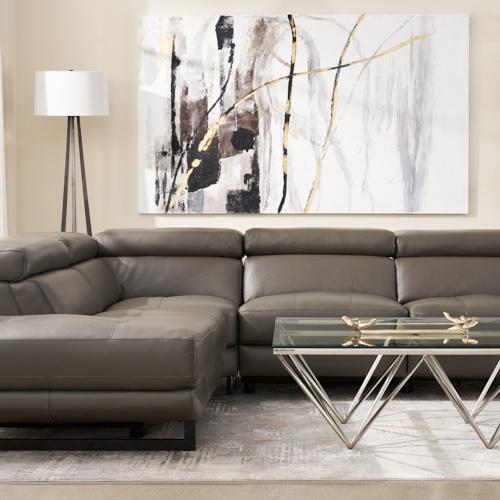 Alessia Warm Stone Grey Leather Dual Electric Recliner Lounge - Left