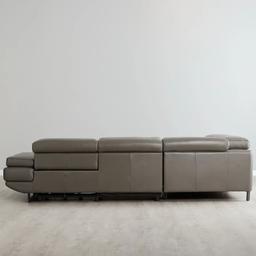 Alessia Warm Stone Grey Leather Dual Electric Recliner Lounge - Left