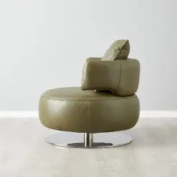 Vermont Garden Green Leather Swivel Occasional Chair