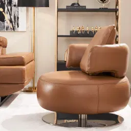 Vermont Savannah Brown Leather Swivel Occasional Chair