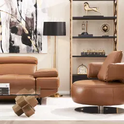 Vermont Savannah Brown Leather Swivel Occasional Chair