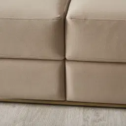 Empress Light Beige Velveteen 3-Seater Fabric Sofa