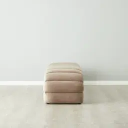 Annika Beige Velvet Curved Ottoman