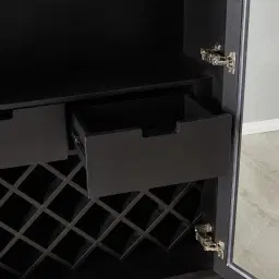 Fredrik Black Wooden Wine Display Cabinet	