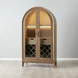 Fredrik Medium Brown Wooden Wine Display Cabinet