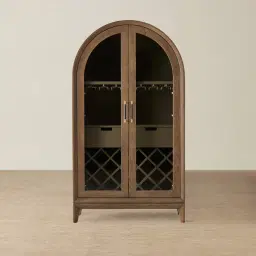 Fredrik Medium Brown Wooden Wine Display Cabinet