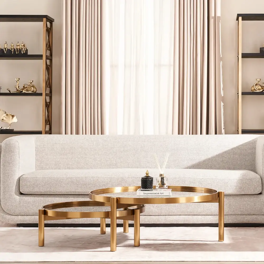 Helena Antique Glass Round Coffee Table - 80 cm