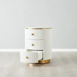 Kennedy White Sintered Stone 3-Drawer Bedside Table