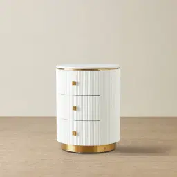 Kennedy White Sintered Stone 3-Drawer Bedside Table