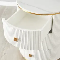 Kennedy White Sintered Stone 3-Drawer Bedside Table