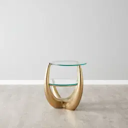 Malevolence Brushed Gold Metal 2-Tier Side Table