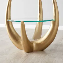 Malevolence Brushed Gold Metal 2-Tier Side Table