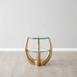 Malevolence Brushed Gold Metal 2-Tier Side Table
