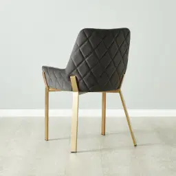 Arya II Charcoal Velvet Dining Chair - Brushed Gold Metal Legs