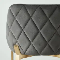 Arya II Charcoal Velvet Dining Chair - Brushed Gold Metal Legs