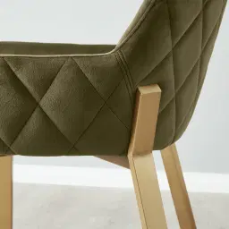 Arya II Olive Green Velvet Dining Chair - Brushed Gold Metal Legs