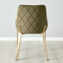 Arya II Olive Green Velvet Dining Chair - Brushed Gold Metal Legs