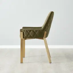 Arya II Olive Green Velvet Dining Chair - Brushed Gold Metal Legs