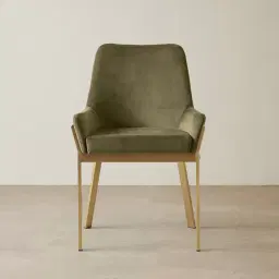 Arya II Olive Green Velvet Dining Chair - Brushed Gold Metal Legs