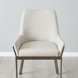 Arya II Glacier Grey Vegan Leather Dining Chair - Black Nickel Metal Legs