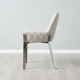 Arya II Glacier Grey Vegan Leather Dining Chair - Black Nickel Metal Legs