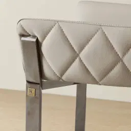 Arya II Glacier Grey Vegan Leather Dining Chair - Black Nickel Metal Legs
