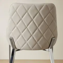 Arya II Glacier Grey Vegan Leather Dining Chair - Black Nickel Metal Legs