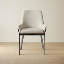 Arya II Glacier Grey Vegan Leather Dining Chair - Black Nickel Metal Legs